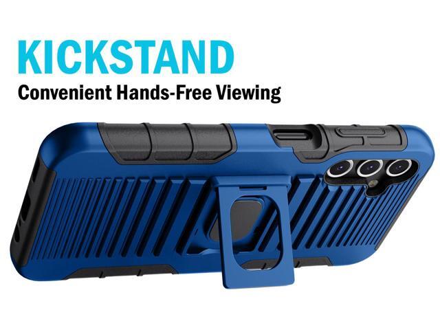 Blue Rugged Case with Ring Grip Stand for Samsung Galaxy A14 5G Phone