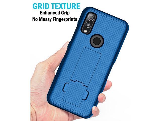 Cobalt Blue Grid Texture Slim Hard Case Cover Stand for DuraSport 5G UW Phone