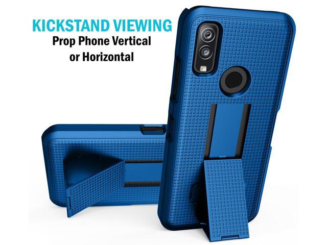 Cobalt Blue Grid Texture Slim Hard Case Cover Stand for DuraSport 5G UW Phone
