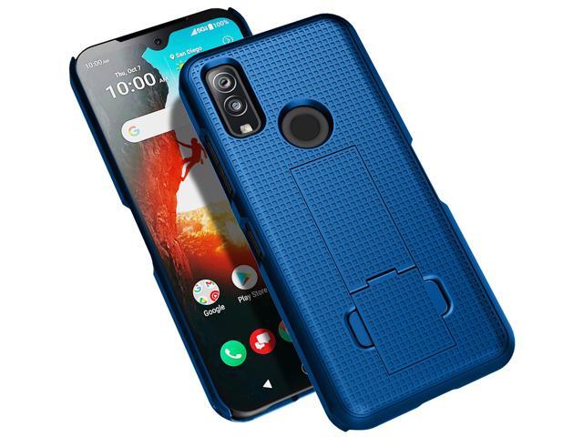 Cobalt Blue Grid Texture Slim Hard Case Cover Stand for DuraSport 5G UW Phone
