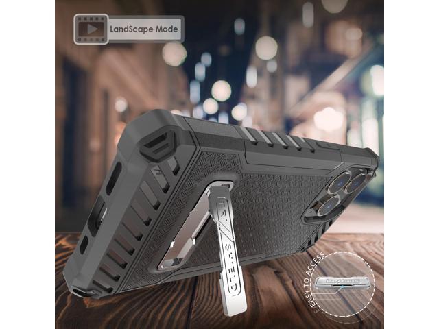 Black Rugged Case Cover Stand + Belt Clip Holster + Strap for iPhone 13 Pro Max