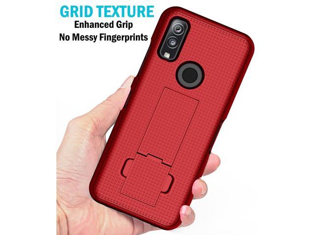 Red Grid Texture Slim Hard Case Cover with Kickstand for DuraSport 5G UW Phone