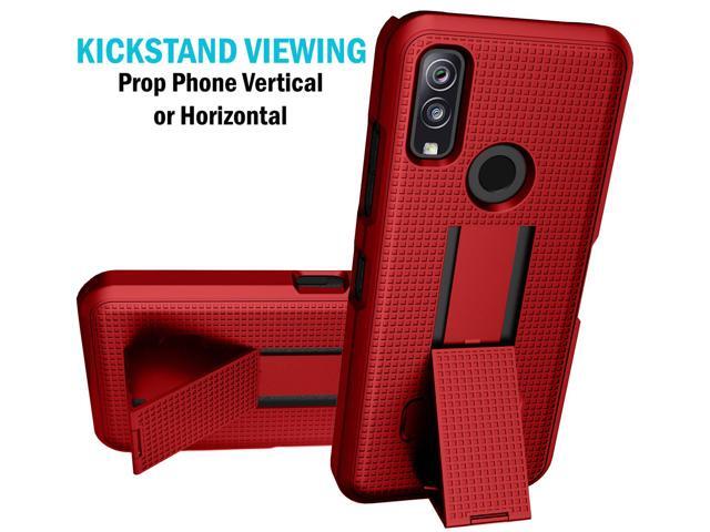 Red Grid Texture Slim Hard Case Cover with Kickstand for DuraSport 5G UW Phone