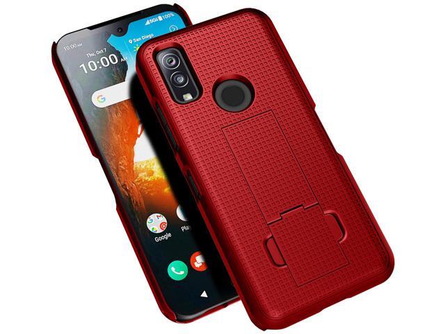 Red Grid Texture Slim Hard Case Cover with Kickstand for DuraSport 5G UW Phone