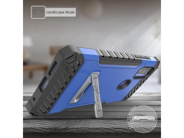 Rugged Blue Case Cover Stand + Belt Clip + Strap for Moto G Pure / G Power 2022