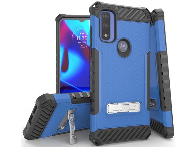 Blue Anti-Shock Case Cover Kickstand and Strap for Moto G Pure / G Power 2022