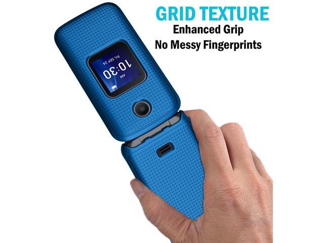 Cobalt Blue Grid Case Cover and Belt Clip for Alcatel Go Flip 4, TCL FLIP Pro