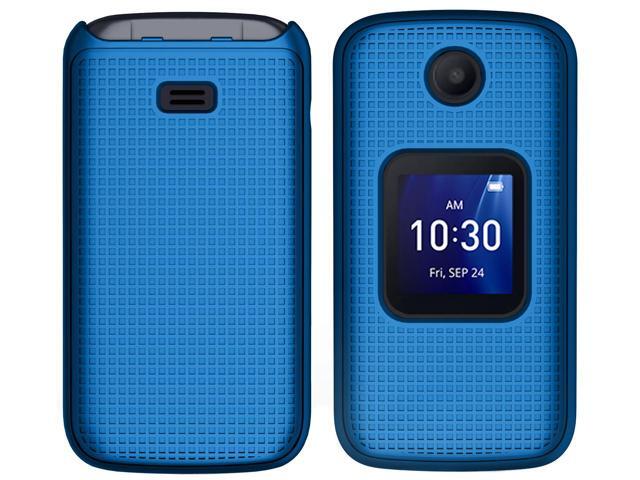 Cobalt Blue Grid Case Cover and Belt Clip for Alcatel Go Flip 4, TCL FLIP Pro
