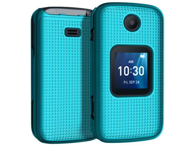 Teal Mint Grid Texture Hard Shell Case Cover for Alcatel Go Flip 4, TCL FLIP Pro