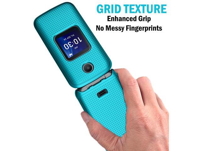 Teal Mint Grid Texture Hard Shell Case Cover for Alcatel Go Flip 4, TCL FLIP Pro