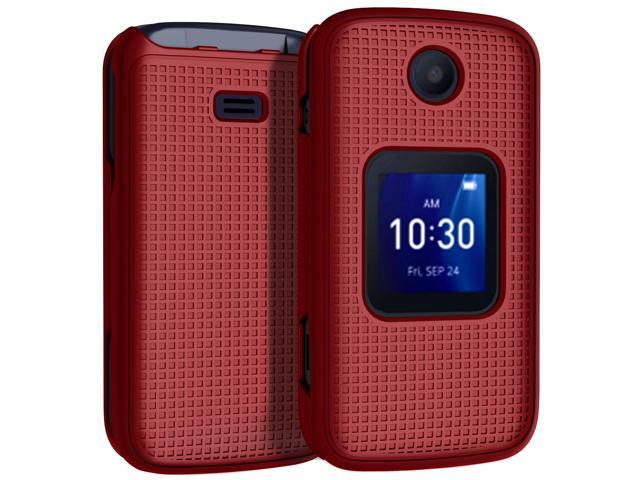 Red Grid Texture Hard Shell Case Cover for Alcatel Go Flip 4, TCL FLIP Pro Phone