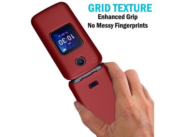 Red Grid Texture Hard Shell Case Cover for Alcatel Go Flip 4, TCL FLIP Pro Phone