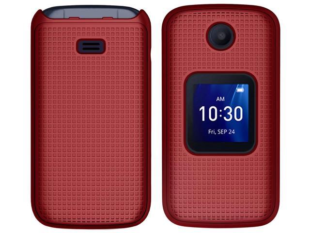 Red Grid Texture Hard Shell Case Cover for Alcatel Go Flip 4, TCL FLIP Pro Phone