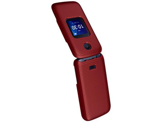 Red Grid Texture Hard Shell Case Cover for Alcatel Go Flip 4, TCL FLIP Pro Phone