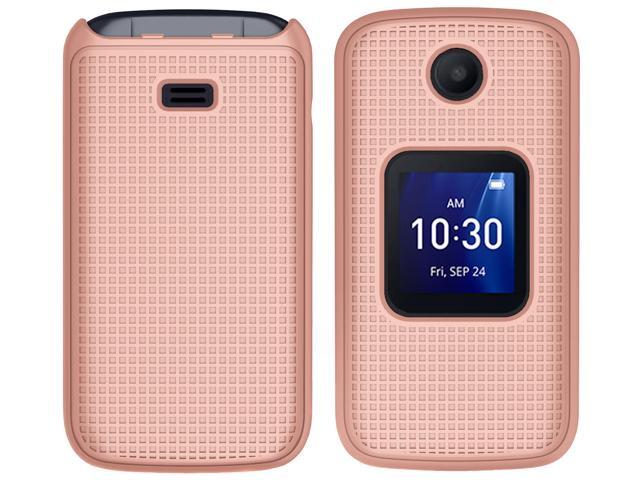Rose Gold Pink Grid Texture Hard Case Cover for Alcatel Go Flip 4, TCL FLIP Pro