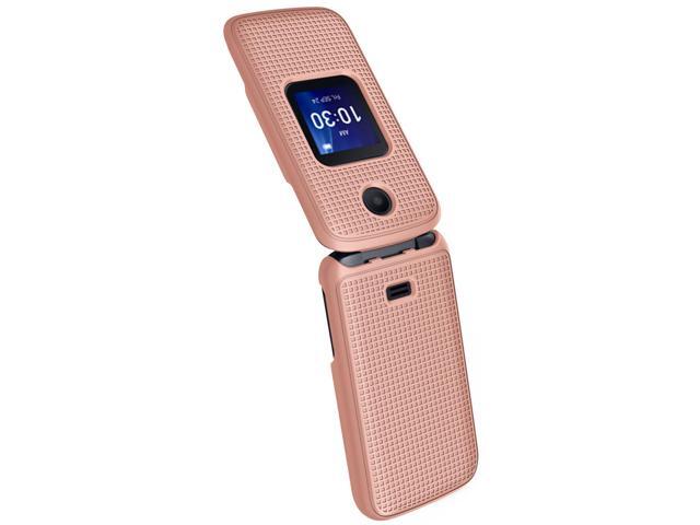 Rose Gold Pink Grid Texture Hard Case Cover for Alcatel Go Flip 4, TCL FLIP Pro