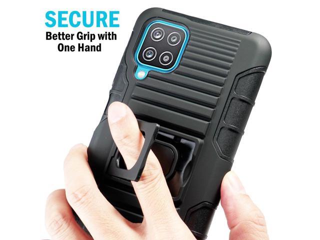 Black Rugged Case Stand Belt Clip Magnetic Car Mount for Samsung Galaxy A12 5G