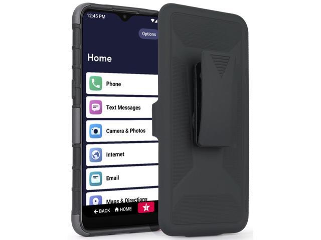 Gray Rugged Case Stand and Belt Clip Holster for Lively Jitterbug Smart 3 Phone
