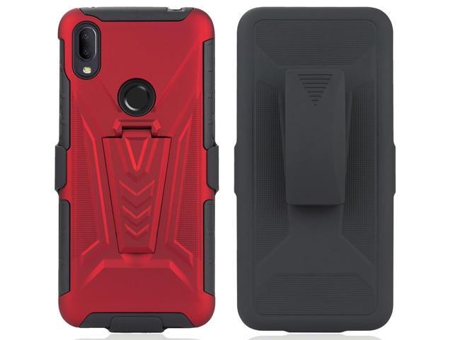 Red Rugged Case Stand and Belt Clip Holster for Lively Jitterbug Smart 3 Phone