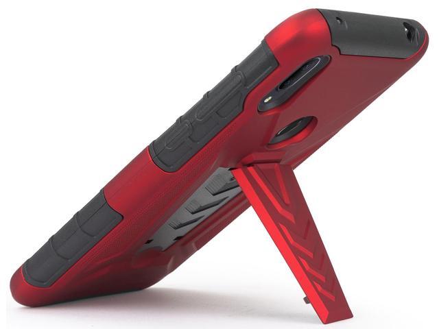 Red Rugged Case Stand and Belt Clip Holster for Lively Jitterbug Smart 3 Phone