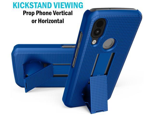 Cobalt Blue Grid Texture Slim Hard Case Cover Stand for CAT S62 PRO Phone