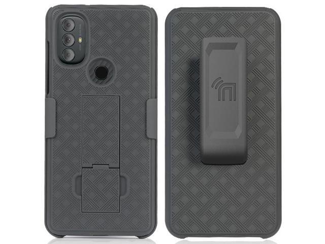 Black Hard Case Cover Stand and Belt Clip Holster Combo for Moto G Power (2022)