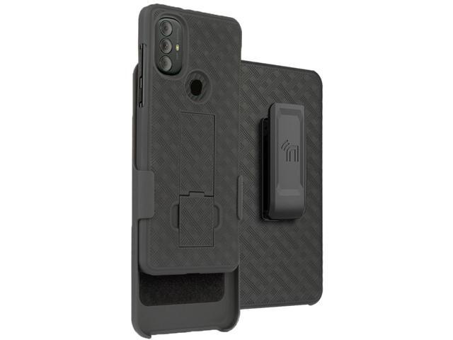 Black Hard Case Cover Stand and Belt Clip Holster Combo for Moto G Power (2022)