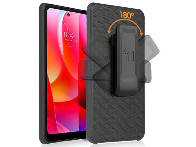 Black Hard Case Cover Stand and Belt Clip Holster Combo for Moto G Power (2022)