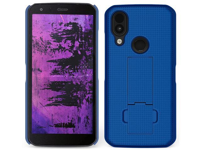 Cobalt Blue Grid Texture Slim Hard Case Cover Stand for CAT S62 PRO Phone