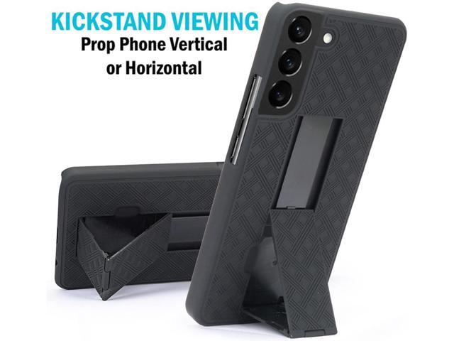 Black Hard Case Cover Stand and Belt Clip Holster Combo for Galaxy S22 Plus