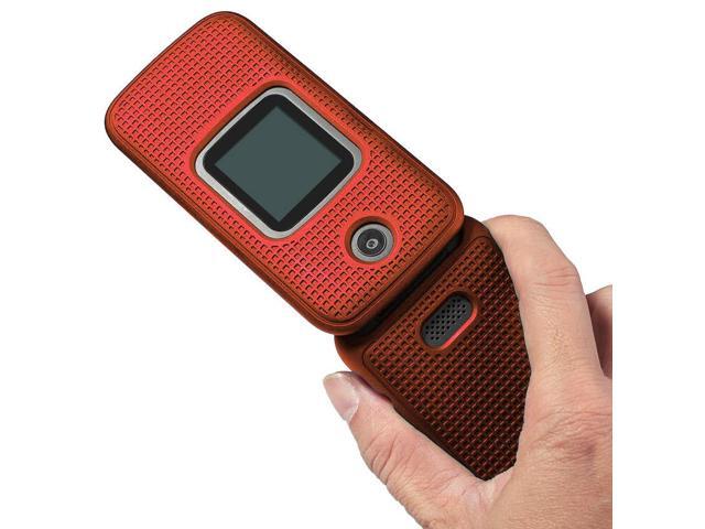 case for alcatel smartflip/go flip 3, nakedcellphone [red] protective snap-on cover [grid texture] for alcatel go flip 3, alcatel smartflip phone...