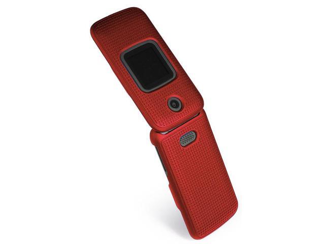case for alcatel smartflip/go flip 3, nakedcellphone [red] protective snap-on cover [grid texture] for alcatel go flip 3, alcatel smartflip phone...