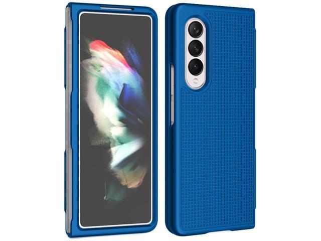 Blue Grid Protector Case Slim Hard Shell Cover for Samsung Galaxy Z Fold 3 5G