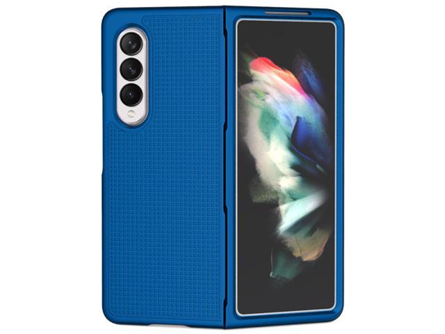 Blue Grid Protector Case Slim Hard Shell Cover for Samsung Galaxy Z Fold 3 5G