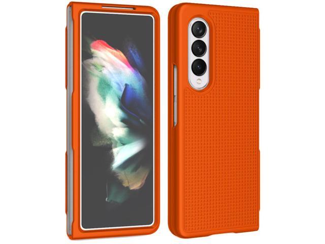 Bright Orange Grid Case Slim Hard Shell Cover for Samsung Galaxy Z Fold 3 5G
