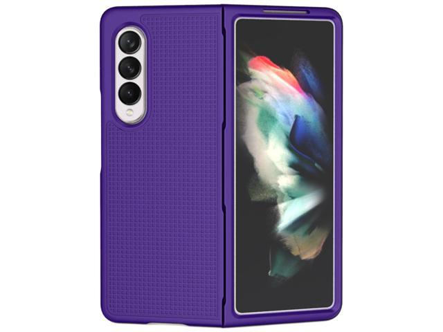 Purple Grid Protector Case Slim Hard Shell Cover for Samsung Galaxy Z Fold 3 5G