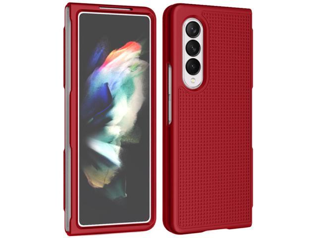 Red Grid Protector Case Slim Hard Shell Cover for Samsung Galaxy Z Fold 3 5G