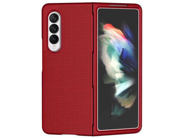Red Grid Protector Case Slim Hard Shell Cover for Samsung Galaxy Z Fold 3 5G
