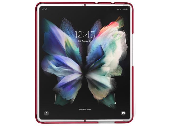 Red Grid Protector Case Slim Hard Shell Cover for Samsung Galaxy Z Fold 3 5G