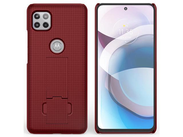 Red Grid Case Slim Cover with Stand for Motorola Moto One 5G ACE Phone XT2113