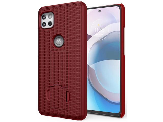 Red Grid Case Slim Cover with Stand for Motorola Moto One 5G ACE Phone XT2113