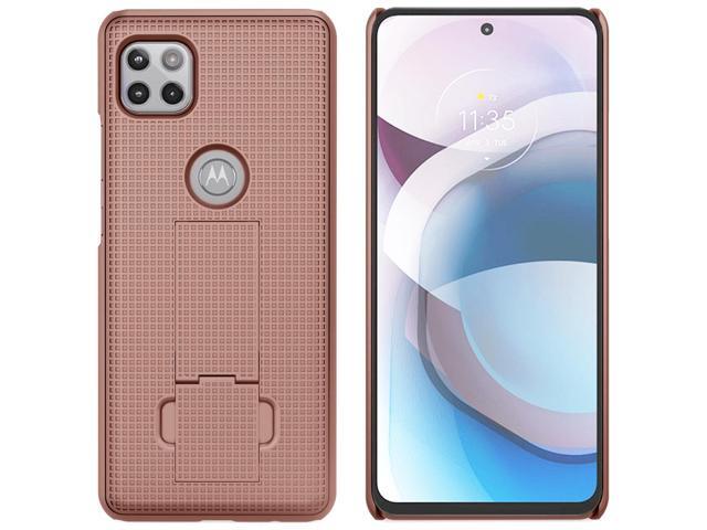 Rose Gold Pink Grid Case Cover Stand for Motorola Moto One 5G ACE Phone XT2113