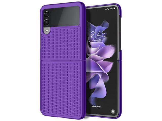 Purple Grid Textured Hard Case Slim Phone Cover for Samsung Galaxy Z Flip 3 5G