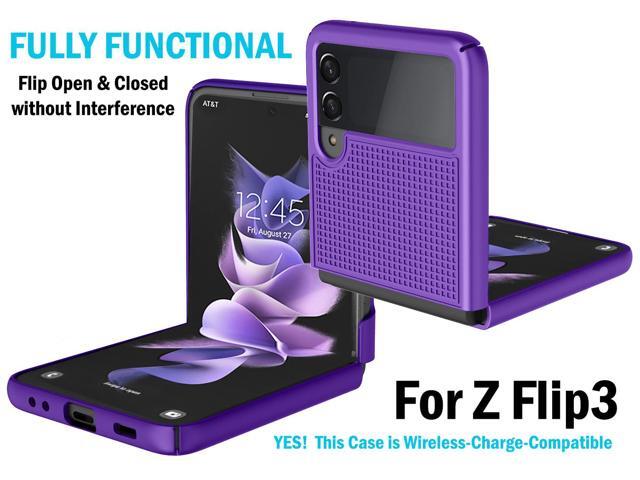 Purple Grid Textured Hard Case Slim Phone Cover for Samsung Galaxy Z Flip 3 5G