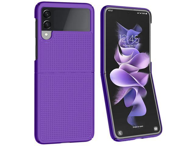 Purple Grid Textured Hard Case Slim Phone Cover for Samsung Galaxy Z Flip 3 5G
