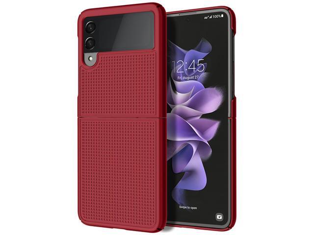 Red Grid Textured Hard Case Slim Phone Cover for Samsung Galaxy Z Flip 3 5G