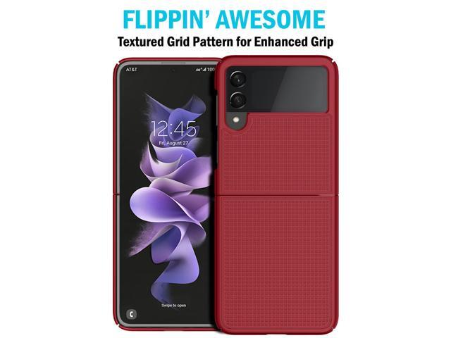 Red Grid Textured Hard Case Slim Phone Cover for Samsung Galaxy Z Flip 3 5G