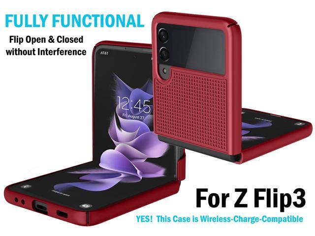 Red Grid Textured Hard Case Slim Phone Cover for Samsung Galaxy Z Flip 3 5G