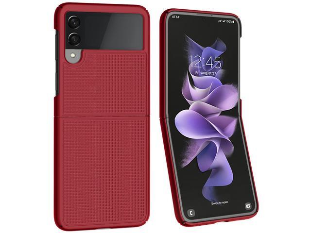 Red Grid Textured Hard Case Slim Phone Cover for Samsung Galaxy Z Flip 3 5G
