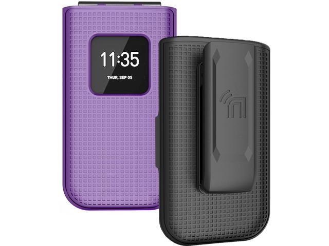 Purple Hard Case Cover and Belt Clip Holster Combo for Nokia 2720 V Flip Phone